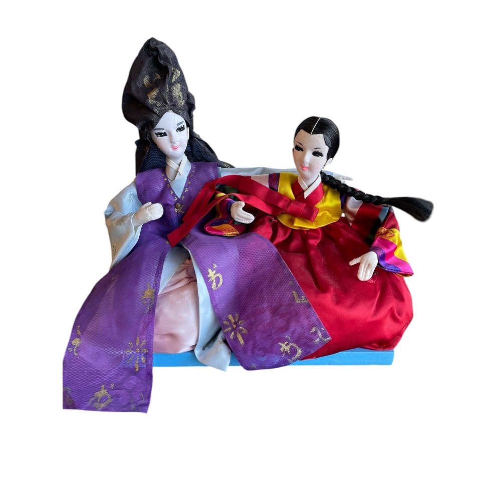 Vintage Korean Hanbok Doll Set Traditional Dress‎ Asian Folk Art Decor